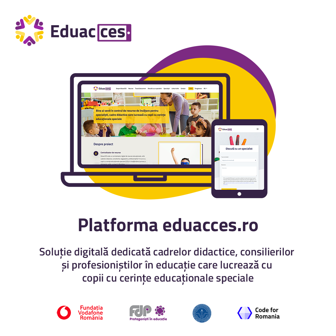 EduacCES.ro, platformă publică, gratuită, ce ajută cadrele didactice care se ocupă de copii cu CES