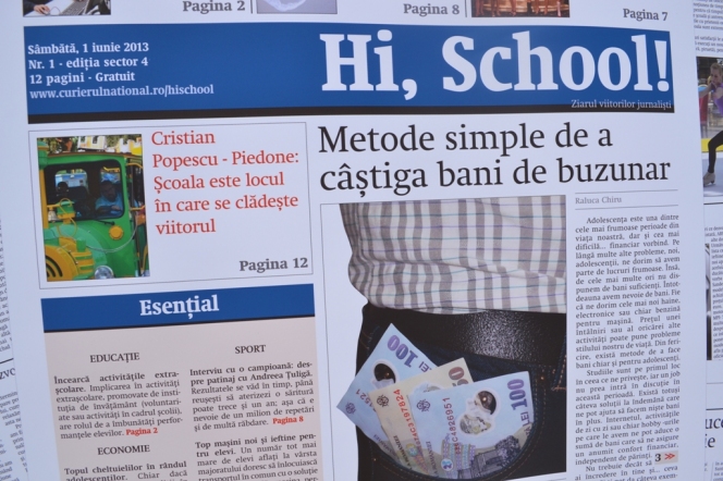 "Hi, School!", primul ziar realizat de liceenii din Capitala in parteneriat cu un cotidian national