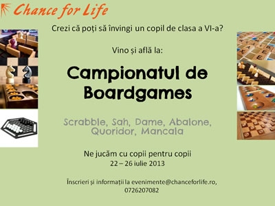 Chance for Life organizeaza Campionatul de Boardgames