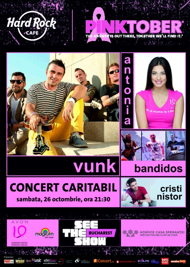 Concert PINKTOBER cu Vunk, Antonia, Bandidos si Cristi Nistor, la Hard Rock Cafe