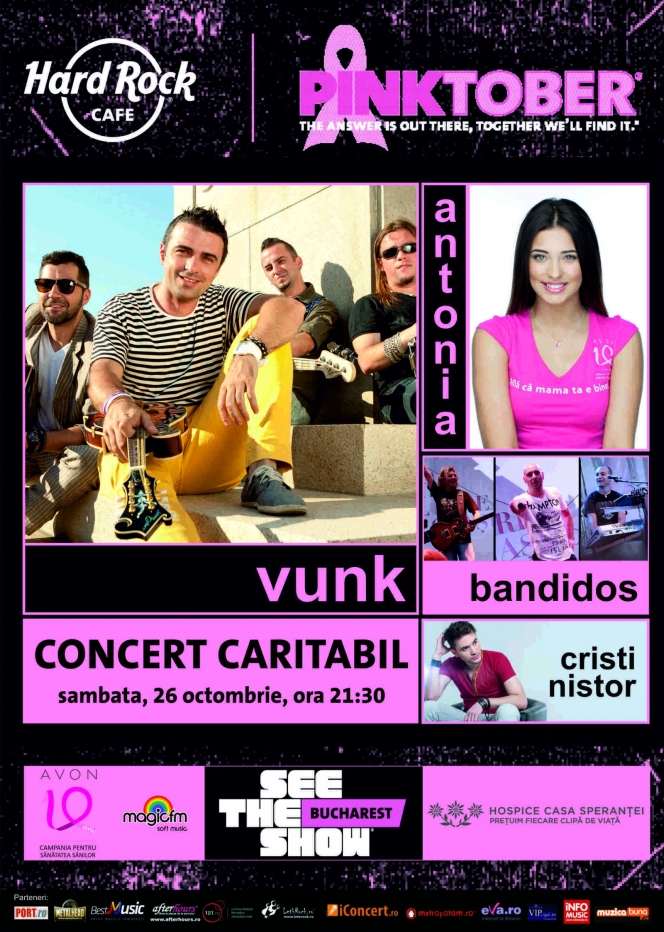 Concert PINKTOBER cu Vunk, Antonia, Bandidos si Cristi Nistor, la Hard Rock Cafe