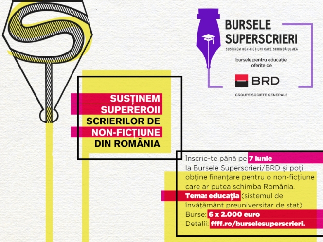 Bursele Superscrieri/BRD ofera 12.000 de euro pentru proiecte jurnalistice despre educatie