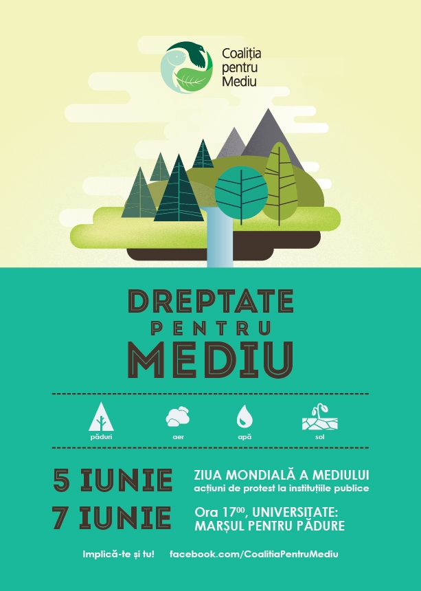Program actiuni publice Coalitia pentru Mediu din Romania: 5 si 7 iunie