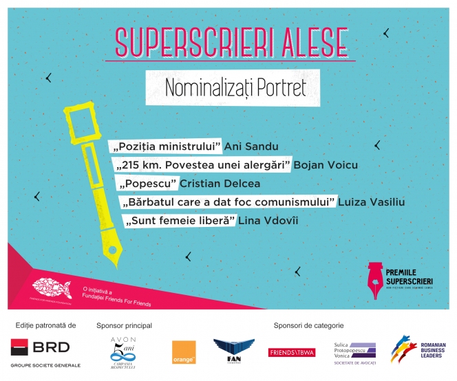Autori de top in Romania: 18 dintre ei sunt nominalizati la Superscrieri, editia a V-a