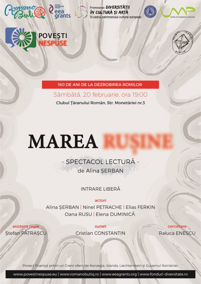 Seara de povesti rome // Spectacol-lectura “Marea Rusine” // Povesti Nespuse – Untold Stories