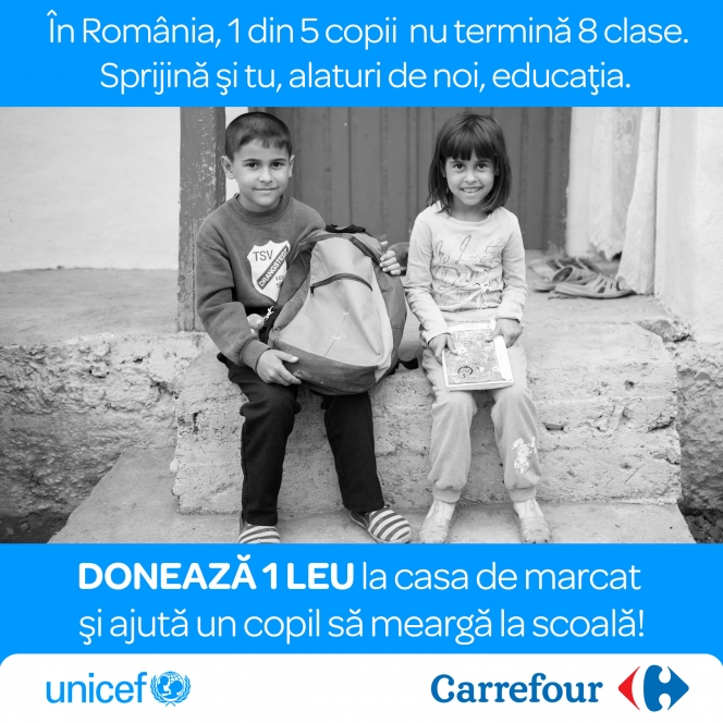 Carrefour și UNICEF își unesc din nou forțele pentru a ajuta copiii să meargă la școală