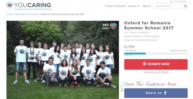 Campanie strângere fonduri // Oxford așteaptă liceenii români la Școala de Vară