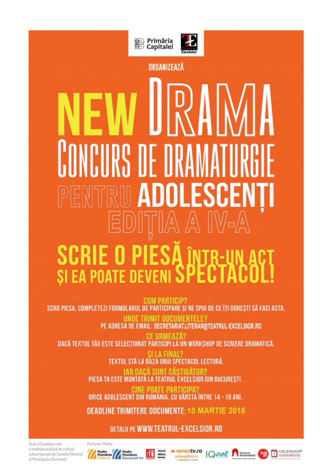 NEW DRAMA // Concurs de dramaturgie pentru adolescenți