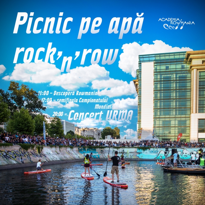 Picnic pe apă Rock’n’row pe malul Dâmboviței: concurs de vâslit în canotcă, finala mică a Campionatului Mondial și concert URMA