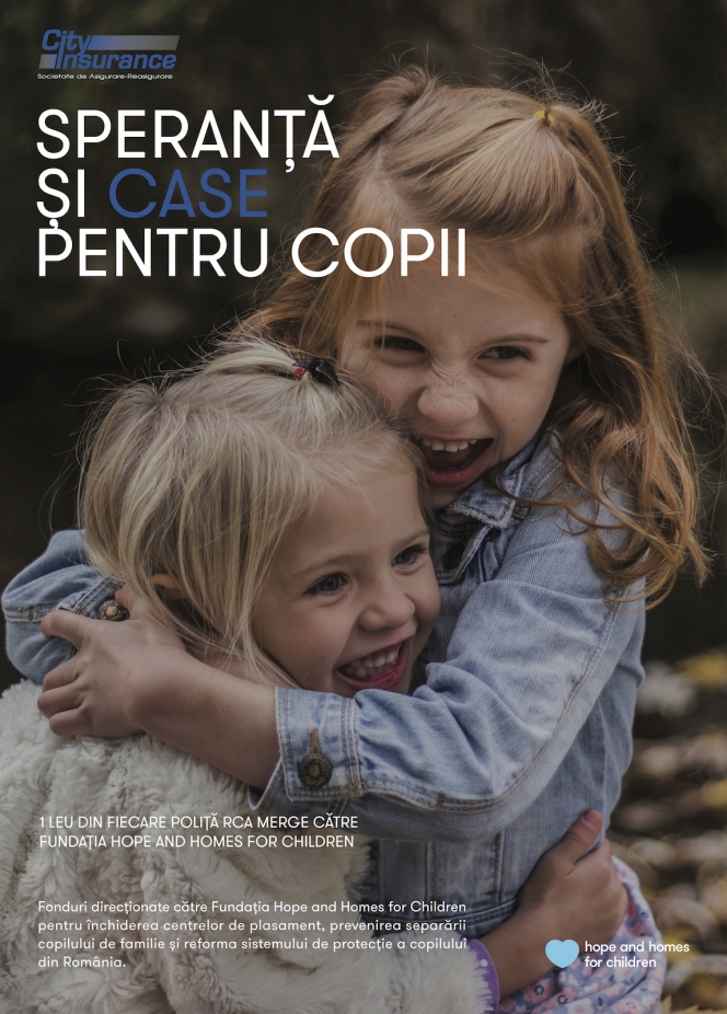 Case și speranțe pentru copii: 1 leu din fiecare poliță RCA  emisă de City Insurance merge către Fundația Hope and Homes for Children