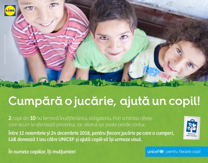 Lidl susține accesul la educație de calitate pentru copiii vulnerabili printr-o nouă campanie derulată în parteneriat cu Unicef în România