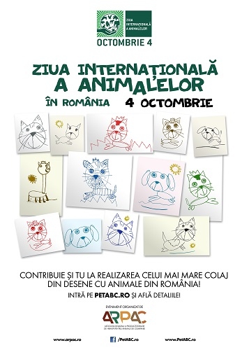 România sărbătoreşte Ziua Internaţională a Animalelor prin realizarea celui mai mare colaj cu desene despre animale