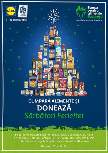 Înainte de Crăciun, clienții Lidl pot dona alimente pentru persoanele defavorizate, prin intermediul colectei organizate de retailer în parteneriat cu rețeaua Băncilor pentru Alimente