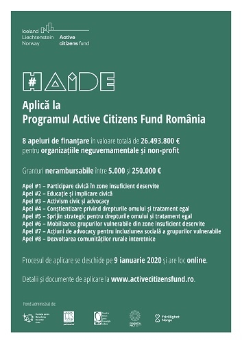 26.493.800 Euro finanțare pentru ONG-uri prin 8 apeluri de proiecte Active Citizens Fund România