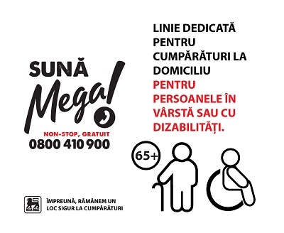 Mega Image facilitează cumpărăturile livrate gratuit la domiciliu pentru vârstnici prin linia telefonică dedicată, Sună Mega!