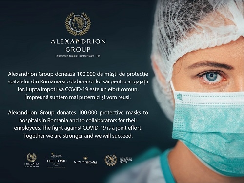 Alexandrion Group susține lupta națională împotriva COVID-19, donând 100.000 de măști medicale de protecție spitalelor din România