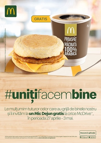 McDonald’s oferă mic dejun din partea casei pentru Linia Întâi