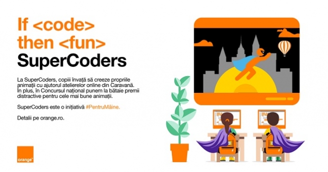 Orange invită elevii pasionați de animații și povești cu eroi să le creeze chiar ei la o nouă ediție a programului SuperCoders