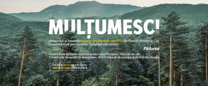 Ploiești Shopping City lansează campania „Natura unui MULȚUMESC”, prima inițiativă care încurajează colectarea selectivă într-un centru comercial din Ploiești