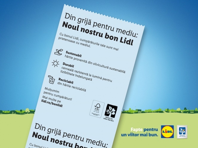 Lidl introduce un nou bon prietenos cu mediul, realizat dintr-o hârtie termică inovatoare