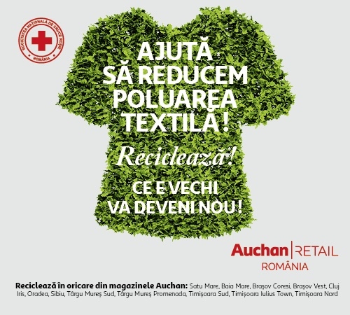 În 5 luni, Auchan a colectat 13 tone de haine și încălțăminte pentru reciclare și donații