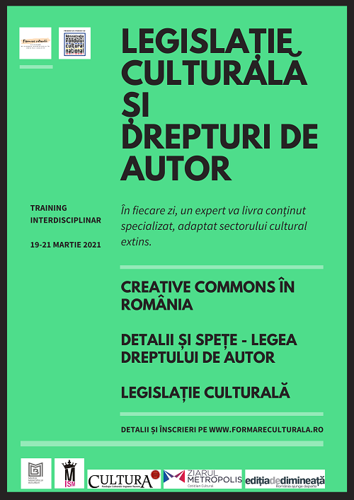 Specializări online: legislație culturală și dezvoltarea audiențelor, pentru artiști, autori, creatori și lucrători culturali