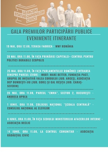 Încep evenimentele itinerante de premiere ale Galei Premiilor Participării Publice