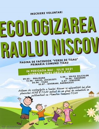 Șapte acțiuni de ecologizare în fiecare sâmbătă pe valea Nișcovului și afluenții săi