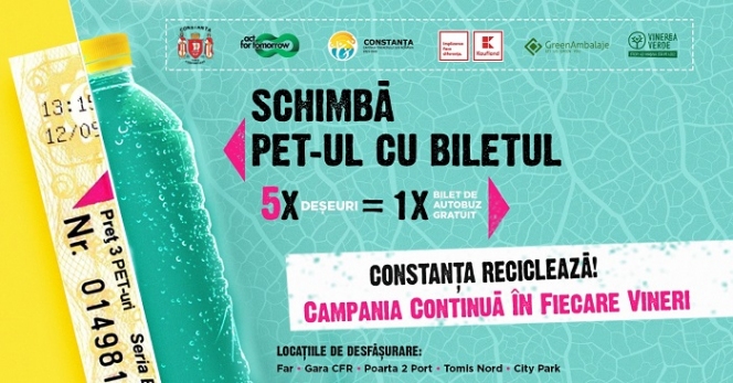 Campania “Schimbă PET-ul cu biletul” continuă în luna iunie la Constanța