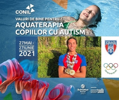 Multiplul campion, David Popovici, 16 ani, component al Team România Tokyo 2021, înoată pentru 50 de copii cu autism