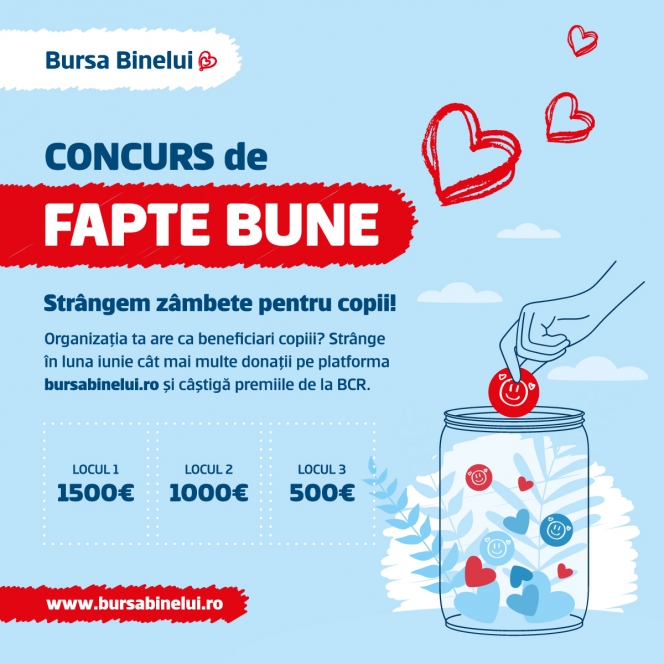 Bursa Binelui lansează un Concurs de FAPTE BUNE în luna copiilor