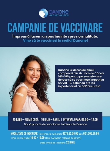 Danone continuă să sprijine comunitatea locală și deschide biroul companiei pentru o acțiune de vaccinare