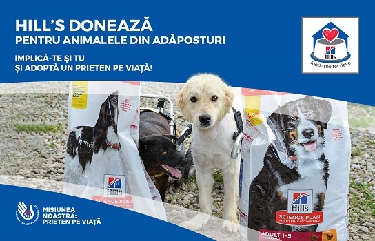 Hill’s Pet Nutrition donează mii de kilograme de hrană pentru animalele din adăposturi în cadrul campaniei #MisiuneaNoastrăPrietenPeViață