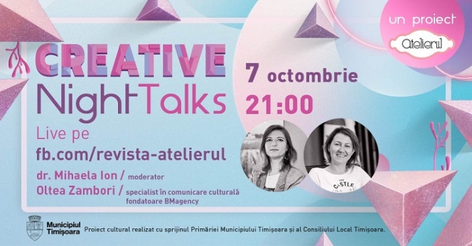 Creative Night Talks în octombrie - despre PR cultural, makerspace, artă contemporană și interdisciplinară