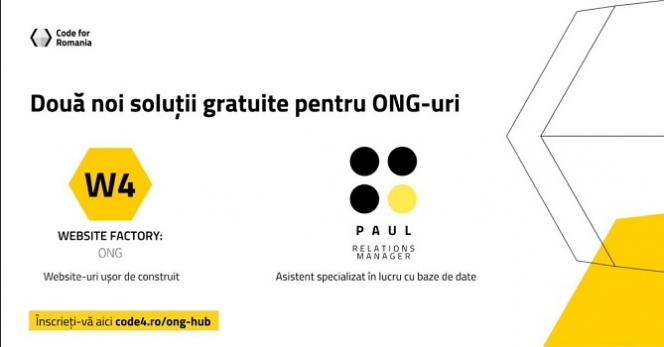 Code for Romania anunță lansarea a două noi soluții care fac viața ONG-urilor din România mai ușoară: Website Factory: ONG și PAUL
