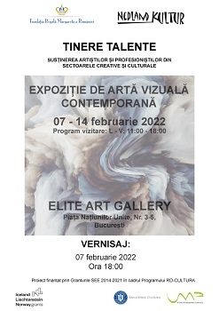 Prima expoziție de artă vizuală contemporană din proiectul „Tinere Talente – Susținerea artiștilor și profesioniștilor din sectoarele creative și culturale”