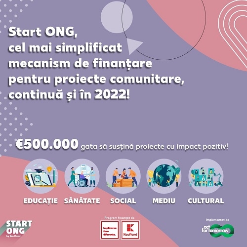 €500.000 gata să susțină ONG-urile mici și instituțiile de învățământ, prin programul Start ONG în 2022