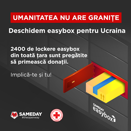 Sameday pune la dispoziția donatorilor rețeaua easybox, pentru a ajuta situația refugiaților din Ucraina