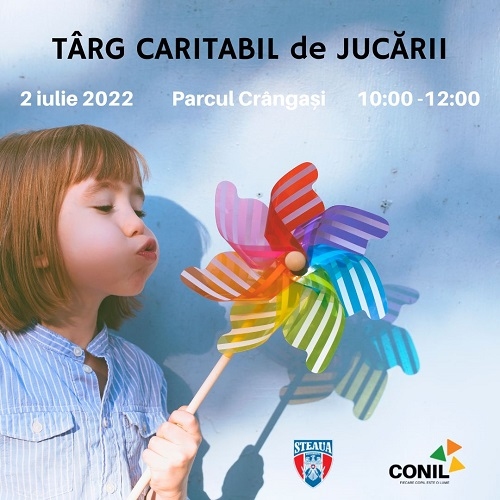 Parcul Crângași – 2 iulie 2022, Târg Caritabil de Jucării organizat de copii, în beneficiul copiilor speciali din Asociația CONIL