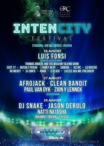 DJ Snake, Jason Derulo, Afrojack, Luis Fonsi, Clean Bandit, și mulți alții, pe scena marelui festival al sfârșitului verii - IntenCity