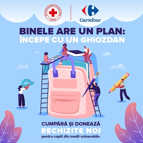 Carrefour România și Crucea Roșie Română echipează de școală elevii din mediile defavorizate