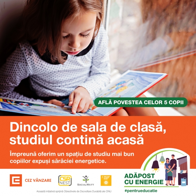 CEZ Vânzare transformă locuințele a 5 copii silitori, proveniți din medii defavorizate, în adăposturi cu energie pentru educație