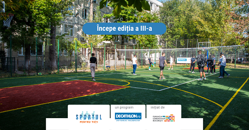 Fundația Comunitară București lansează, alături de Decathlon România, apelul de proiecte pentru reabilitarea de terenuri sportive în aer liber în școli, în cadrul programului ”Sportul pentru toți”