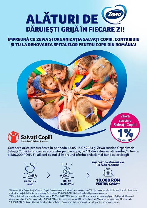 Zewa și Organizația Salvați Copiii își unesc eforturile pentru modernizarea spitalelor de pediatrie din România