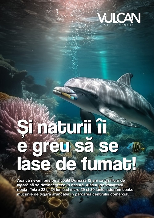 Vulcan Value Centre continuă campania de ecologizare „Și naturii îi e greu să se lase de fumat”