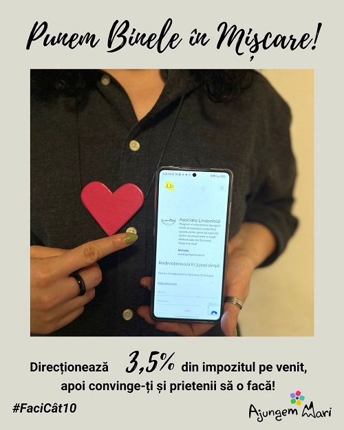 20.000 de angajați cu salariu mediu din România pot asigura 1 an de viață normală pentru 3.000 copii abandonați, prin direcționarea a 3,5% din impozitul pe venit datorat statului