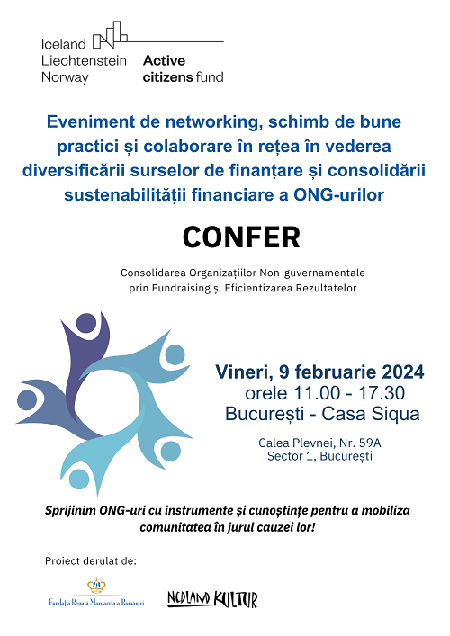 CONFER – un eveniment de networking, schimb de bune practici și colaborare            în rețea în vederea diversificării surselor de finanțare și consolidării sustenabilității financiare a ONG-urilor