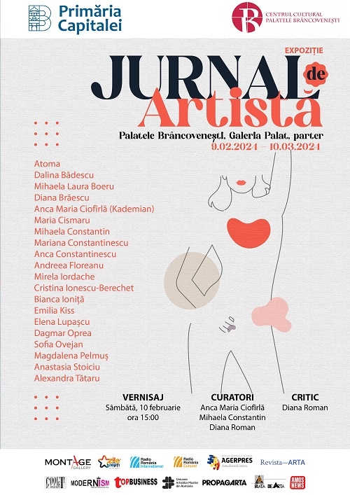 Expoziția The Diary of a Contemporary Female Artist, Palatele Brâncovenești, vernisaj sâmbătă 10 februarie