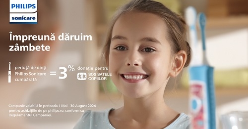 Philips România dăruiește zâmbete copiilor vulnerabili – 3% din valoarea periuțelor de dinți Sonicare vândute este donat către SOS Satele Copiilor