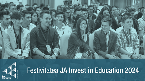JUNIOR ACHIEVEMENT (JA) ROMÂNIA a premiat, în cadrul festivității anuale, școlile, profesorii, elevii și studenții cu rezultate deosebite în cadrul programelor, proiectelor și competițiilor educaționale